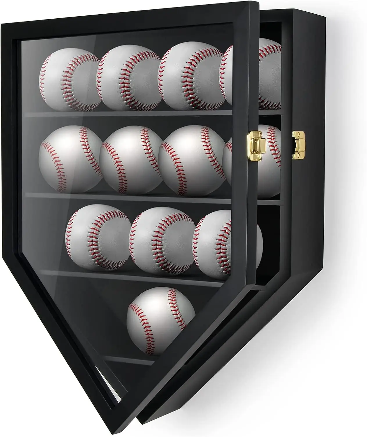 TJ.MOREE 12 Baseball Display Case, Baseball Holders for Balls Display, 13 x 16.5 inches Wall Mount Shadow Box with Locks for Hom