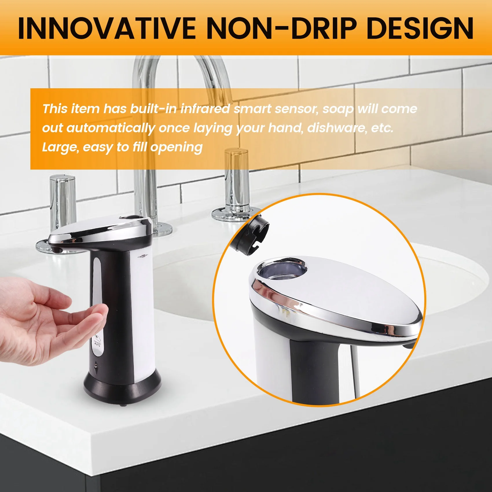 

AB35-400ML дозатор жидкого мыла автоматический интеллектуальный бесконтактный датчик индукционная ручная стиральная машина для кухни и ванной комнаты