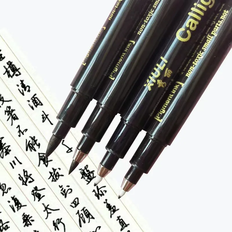 4 Different Size Refillable Soft Tip Pen for Calligraphy, Sketching, Tracing, and Signing.