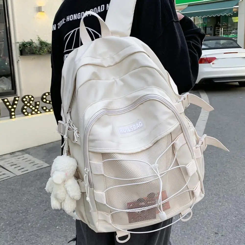 Wide Shoulder Strap Backpack Fashionable Korean Style High School Backpack for Teen Girls with Capacity Multi-pockets