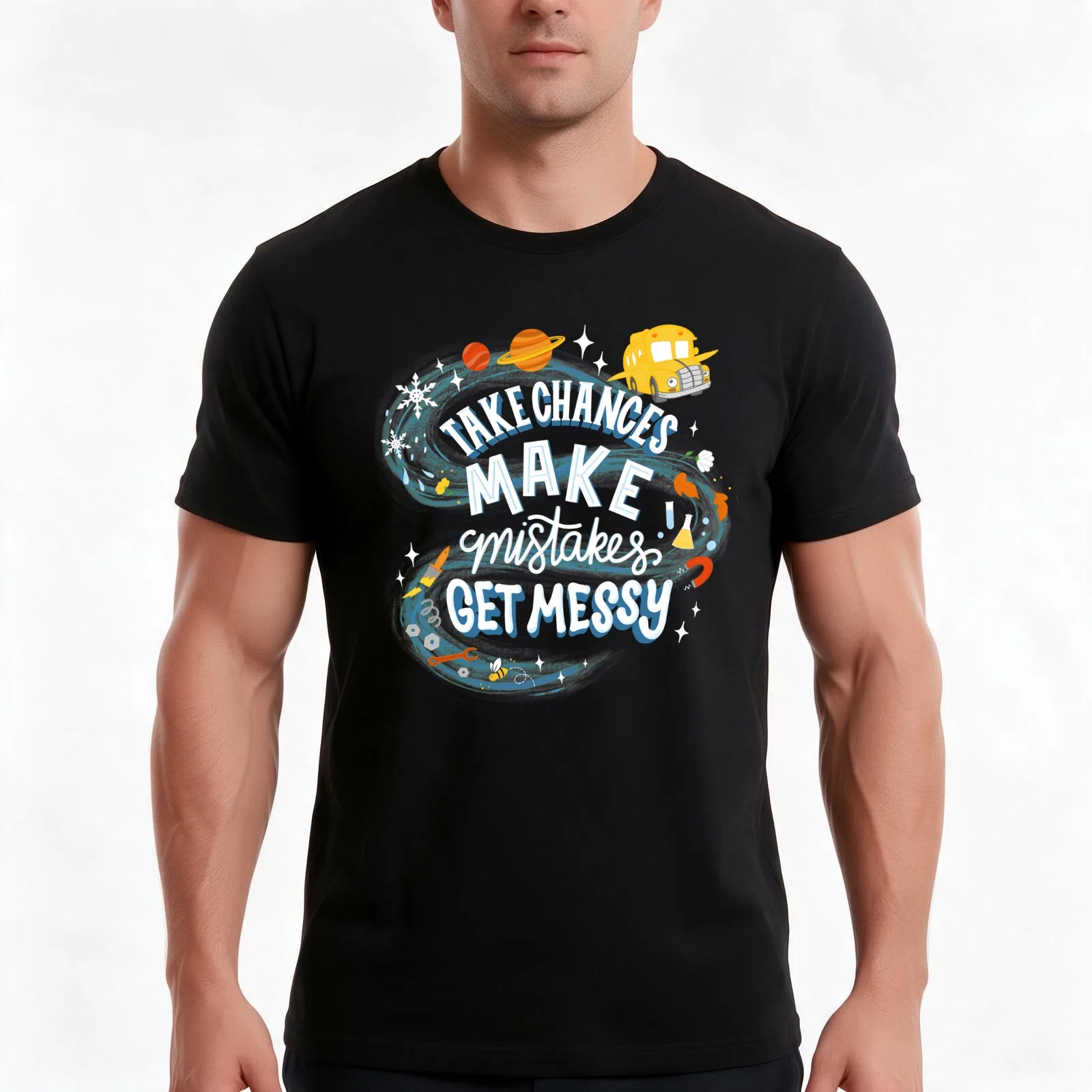 Magic Schoolbus Frizzle Quote T-Shirt Summer Casual Cotton Tee Oversized Streetwear Tops Vintage Graphic Print 100% Cotton