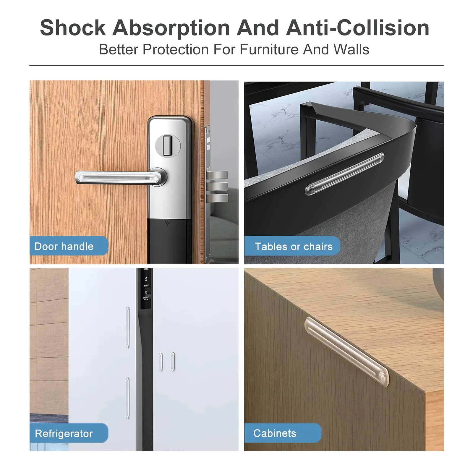 Hipacool 4 Pcs Clear Adhesive Bumpers Combo Self Adhesive Door Stopper Bumpers for Car Doors Glass Table Furniture Toilet Lids
