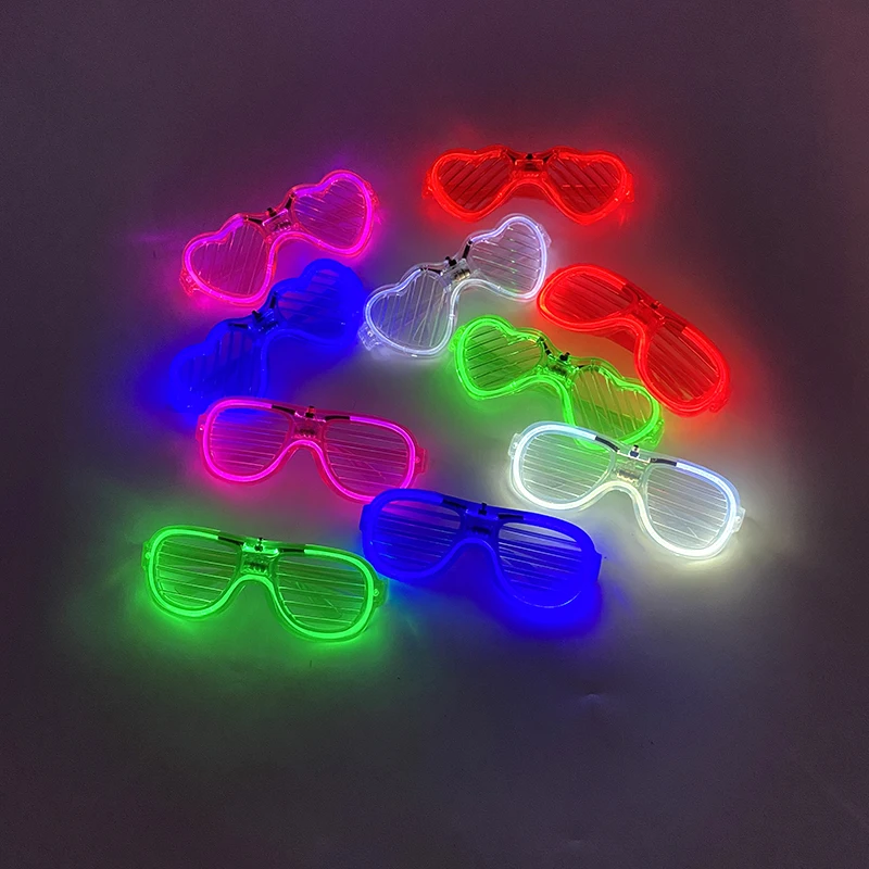네온 조명이 달린 깜박이는 LED 안경, 야광 안경, 바 파티, 콘서트 소품, 글로우 생일 파티, 사진 소품 용품