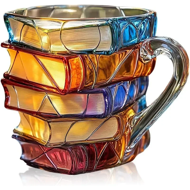 Colored book cup, mug, coffee cup.