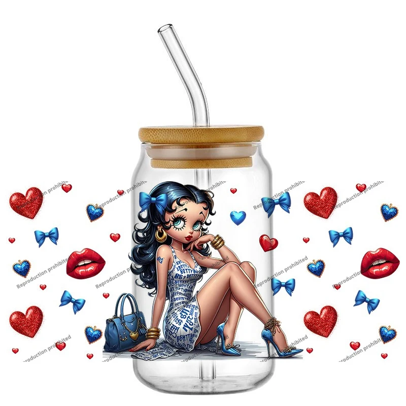 

Высокое качество ‌ 3D-наклейка с мультяшной модницей для стакана Libbey 16 унций, для самостоятельного оформления телефона, кружки, моющаяся УФ DTF пленка для чашек