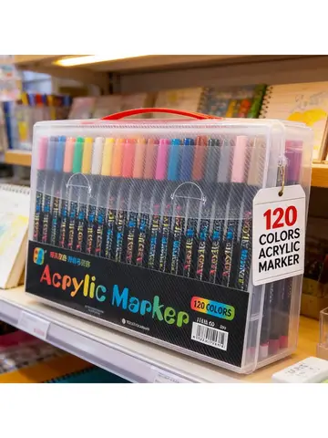 24-120 Colors Dual Tip Acrylic Marker Pens Set Brush Paint Markers for Rock Painting, Canvas, Wood Ceramic Art Supplies for Kids