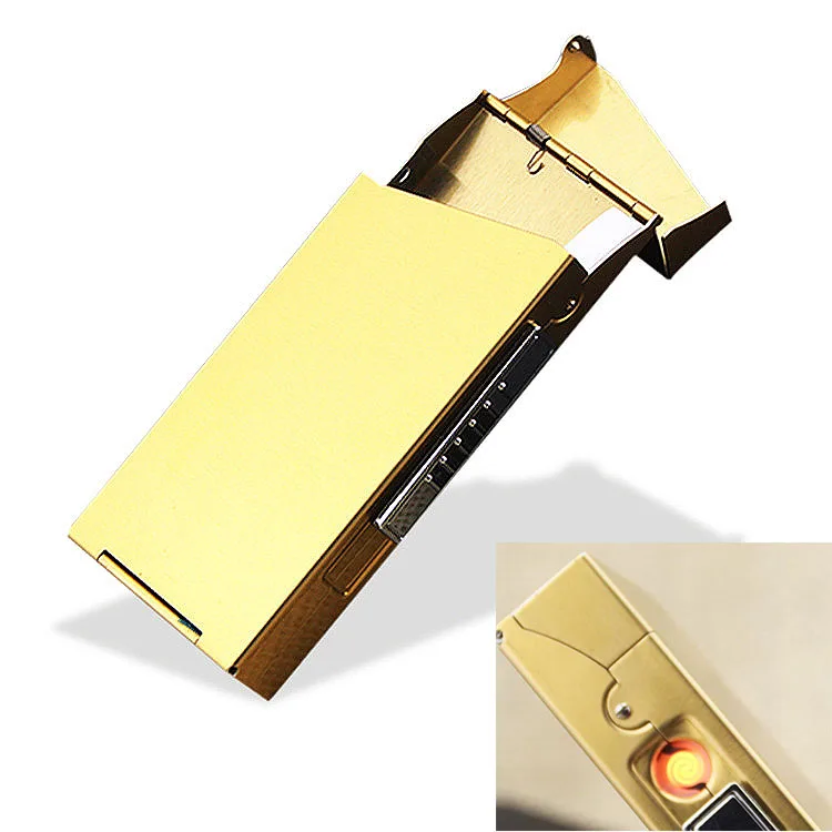 5.2mm Women Aluminum Slim Cigarette Case Box With Smoking Lighter Usb Rechargeable,Size 104mm*40mm*17mm