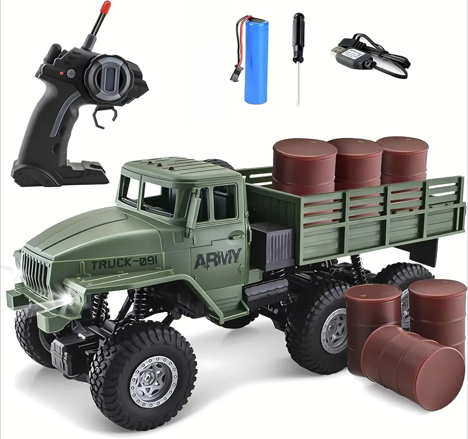 

RC Military Truck 6x6 Road Remote Control Car 1/16 Scale Remote Control Truck 4WD All Terrain Rock Army Transport Vehicle Toy Ve
