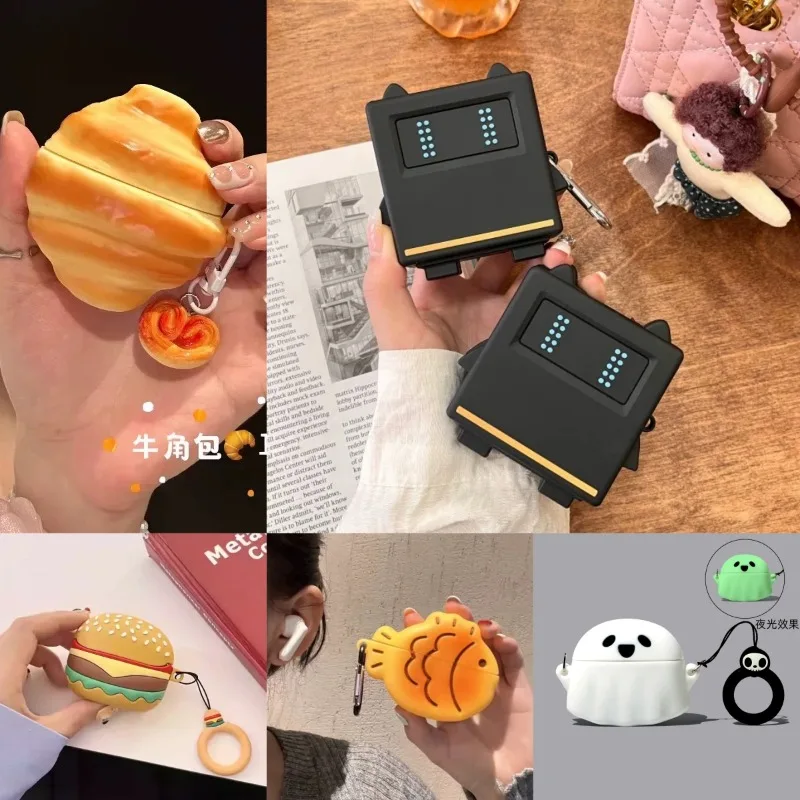 Чехол для Sony WF-1000XM6 2026: Мультяшный, милый, силиконовый, светящийся, в форме призрака/тайяки, для беспроводной зарядки, защитный чехол для наушников