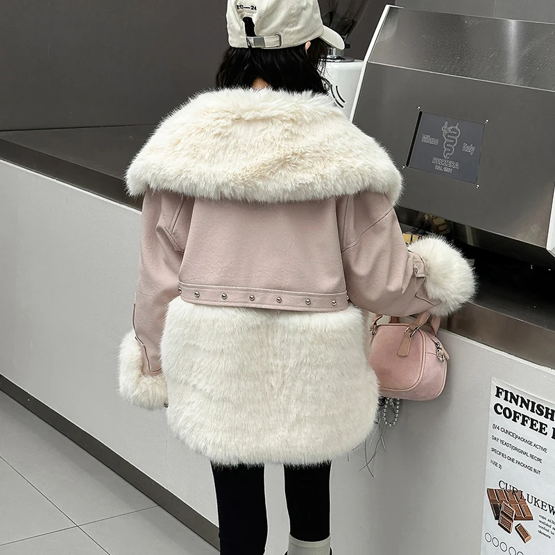 2026 winter children's faux fur jacket autumn girls' fox fur warm jacket spring cold boys' long sleeved cotton coat