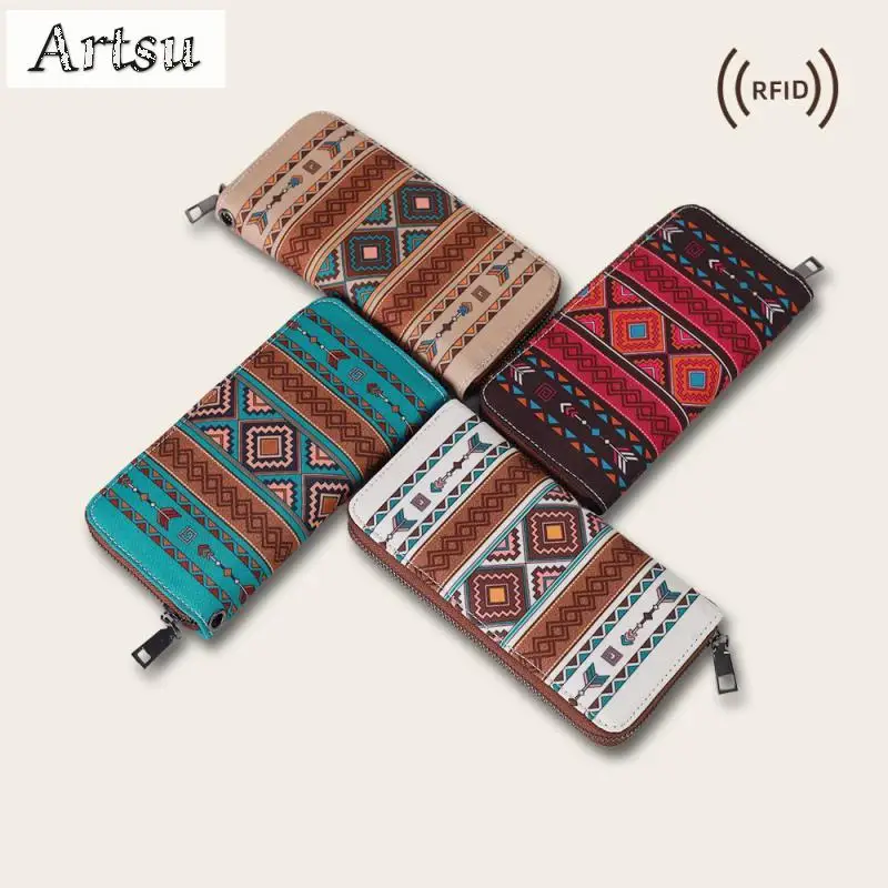 Hot Selling Bohemian Style Retro Fashion Wallet Wrist Bag European American Retro Leisure Trend Long Wallet Handheld Bag