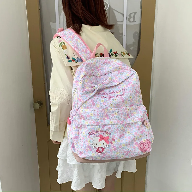 

Sanrio New Hello Kitty Student Schoolbag Cute Cartoon Large Capacity Casual Shoulder Pad Lightweight Double-Shoulder Backpack