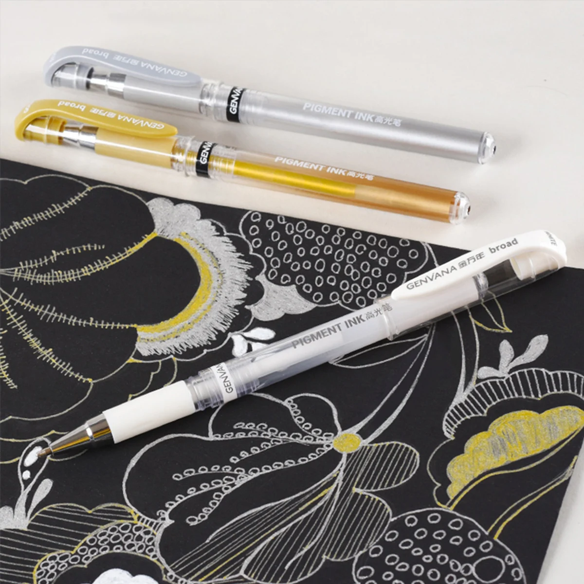 SeamiArt 1pc 1mm Gold Silver White Metallic Marker Pen Gel Pen For DIY Art Coloring Scrapbooking Signing Art Supplies Stationery