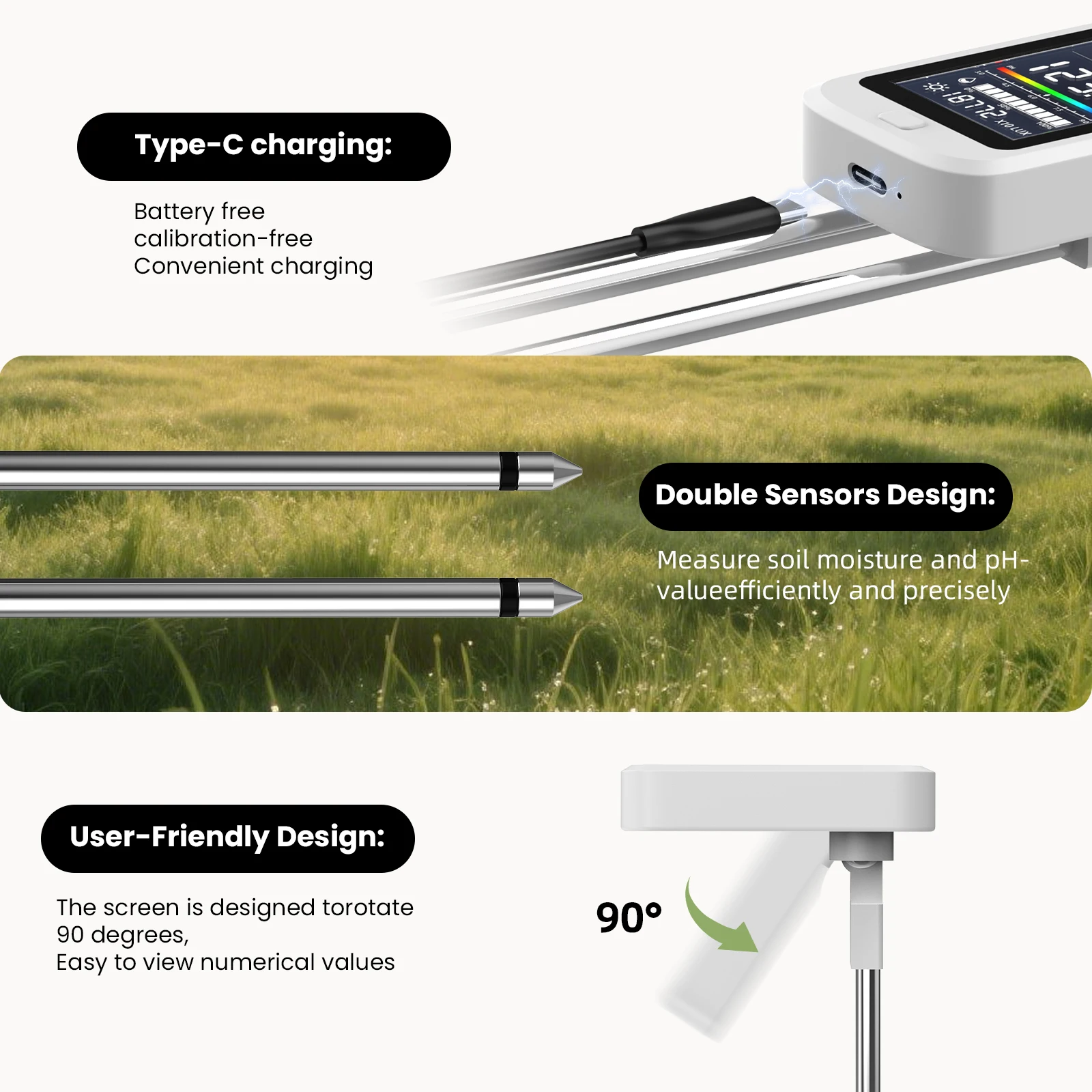 เครื่องวัดความชื้นในดิน 6-in-1 - Ph Meter บทวิจารณ์และราคา
