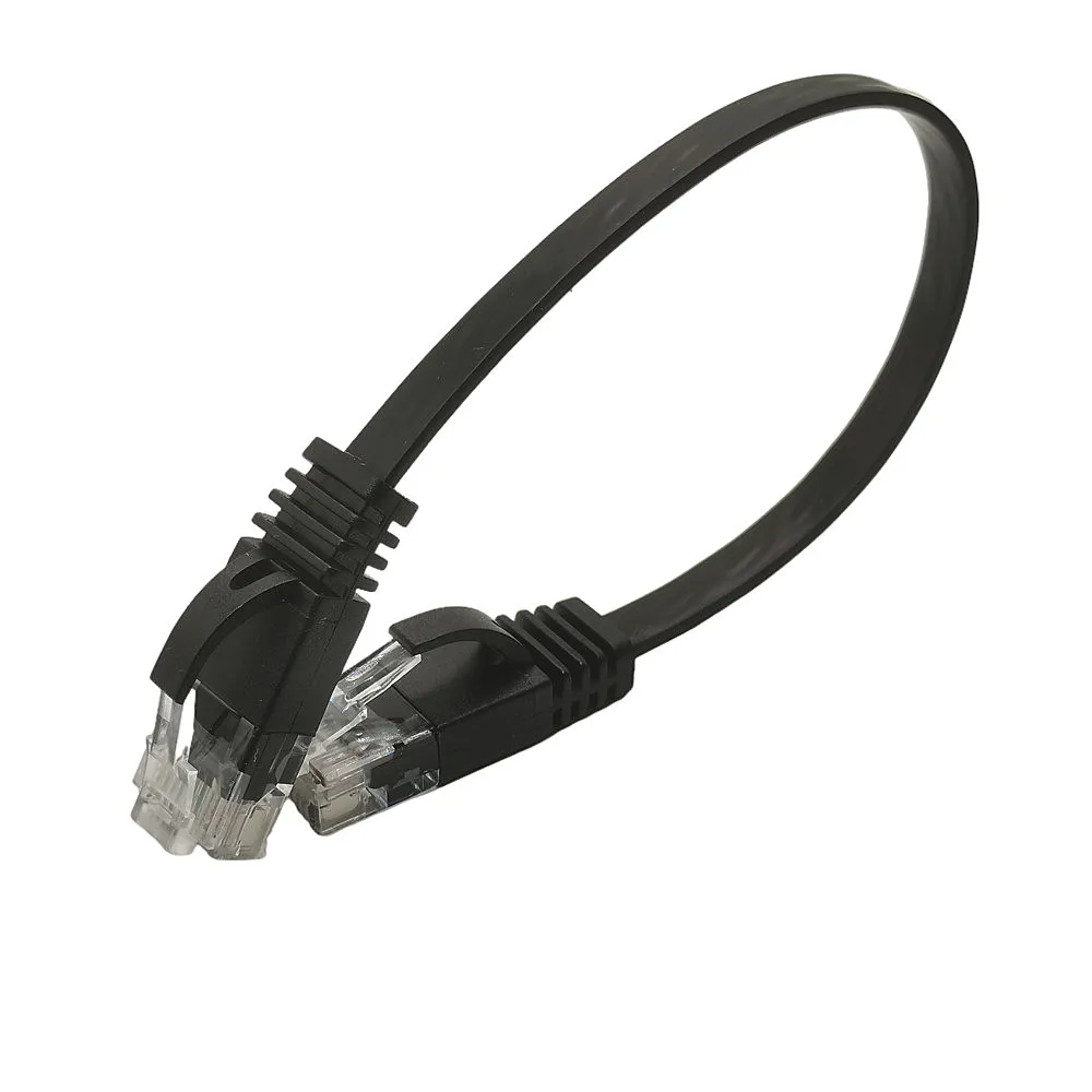 Cable de red Ethernet UTP plano CAT6 ultracorto, 0,2 M, 0,5 M, RJ45, color negro