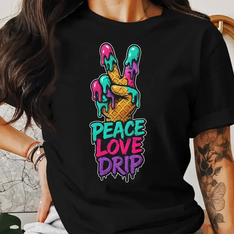 28 Peace Love Drip  T shirt SweaT s Waffle Cone Hand Melting Ice