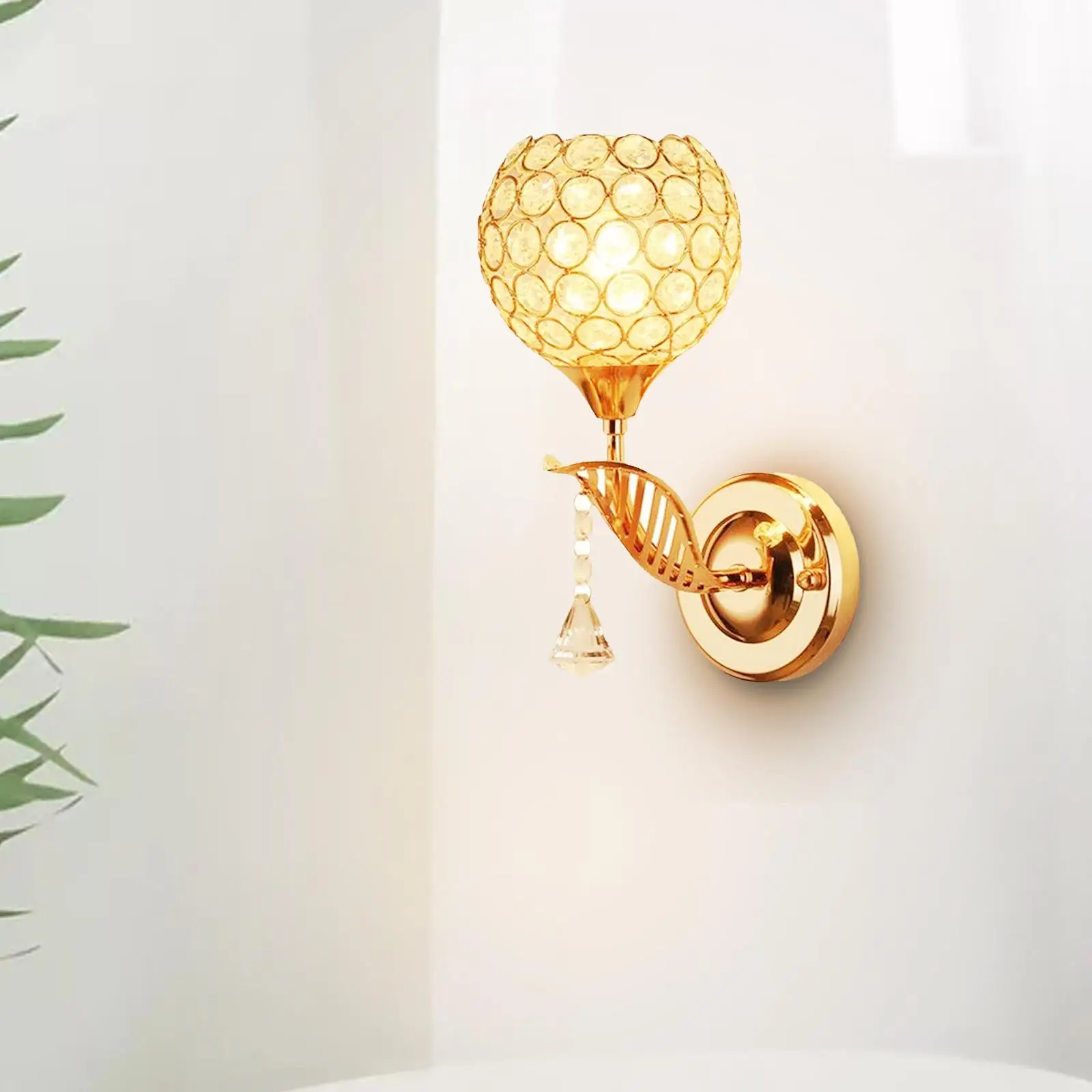Luxury Crystal Beads Wall Lamp Modern Design Brass Finish LED Wall Sconce for Bedroom Living Room Hotel Hallway Lighting