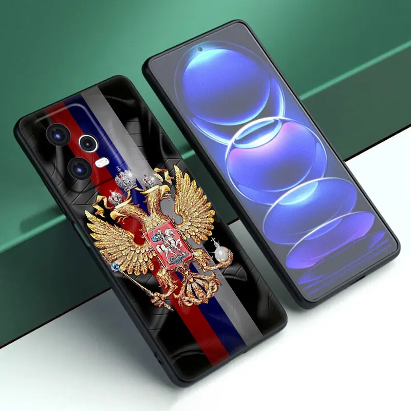 Russia Russian Flags Emblem Cartoon Cover Black Case For Xiaomi Mi POCO X6 Pro F5 M6 X5 X4 Pro X3 NFC M5 M4 M3 F2 Pro F4 F3 GT