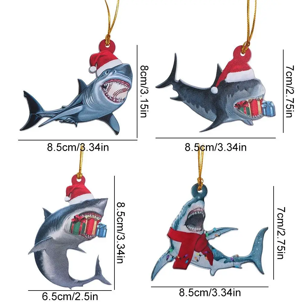 Acrylic Shark Christmas Ornaments Marine Animal Cute Christmas Shark Pendant Decorative Hangings Christmas Tree Decoration