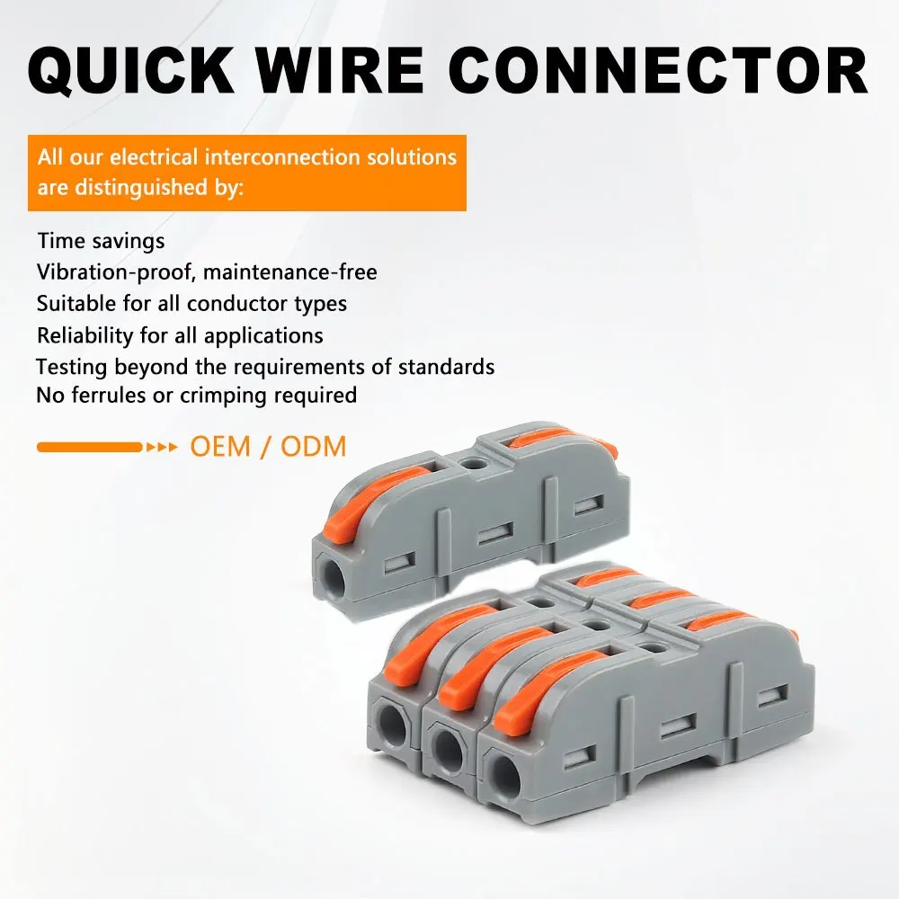 Universal Lever Wire Connectors 1-To-1 Inline Compact Splicing Quick Electrical Connector Reusable Plug In Insulated Terminals