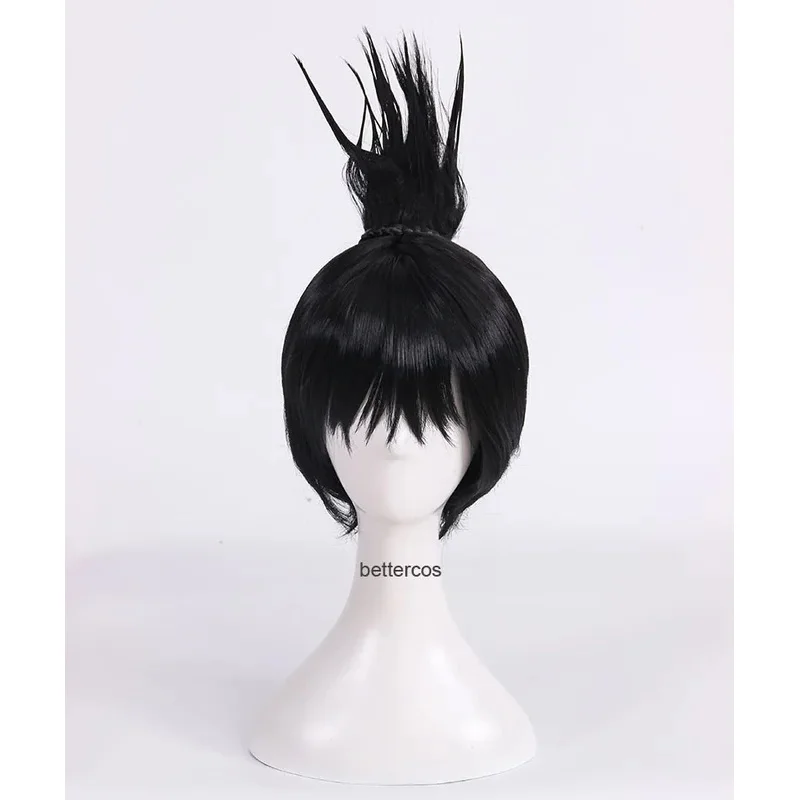 Boruto: the Movie Shikadai Nara Shikamaru Cosplay Wig Short Black Ponytail Heat Resistant Synthetic Hair Wig   Wig Cap