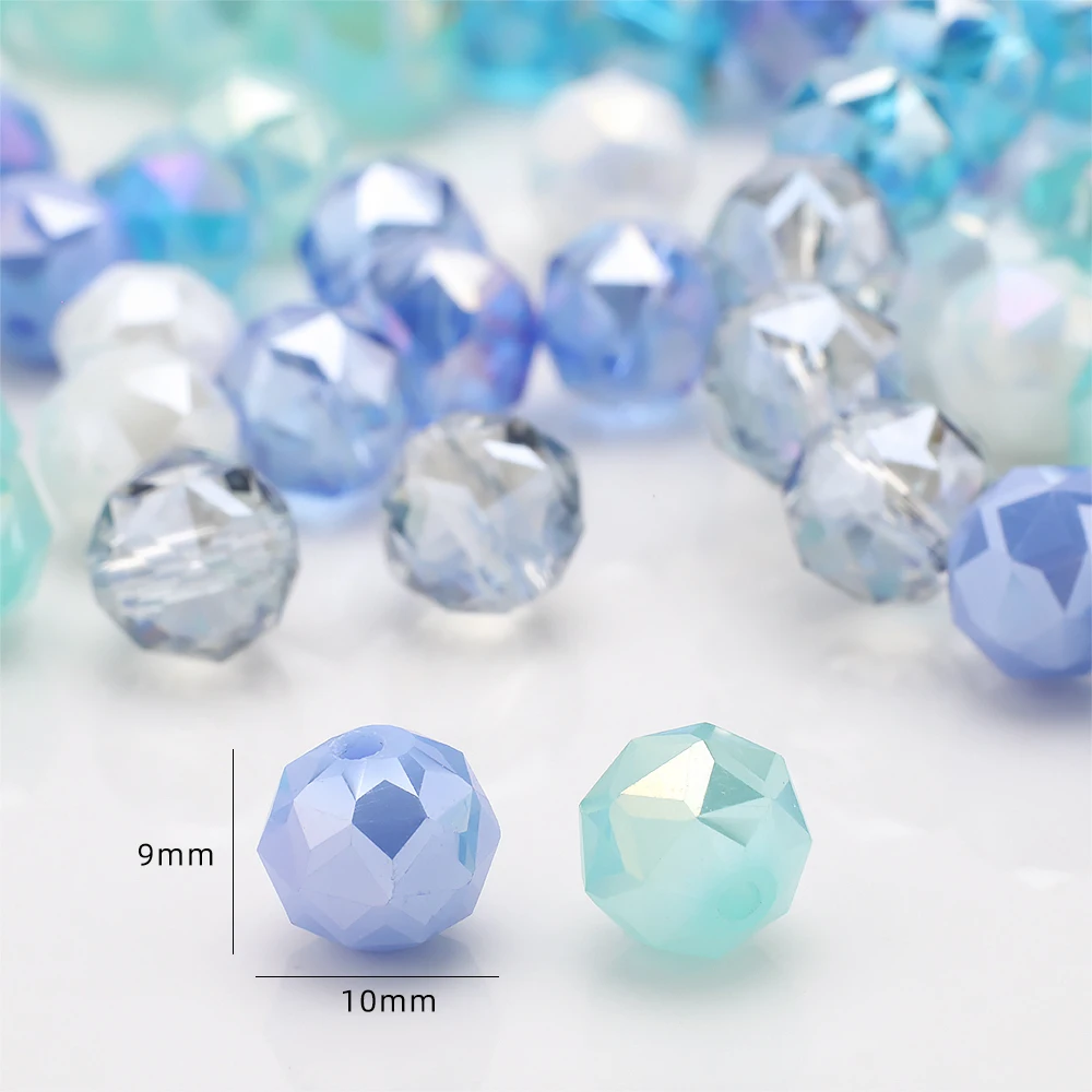 36pcs 8mm Multi-Cut Flower Crystal Ball Glass Beads Faceted Round Loose Beads for DIY Jewelry Making Bracelets Phone Chains