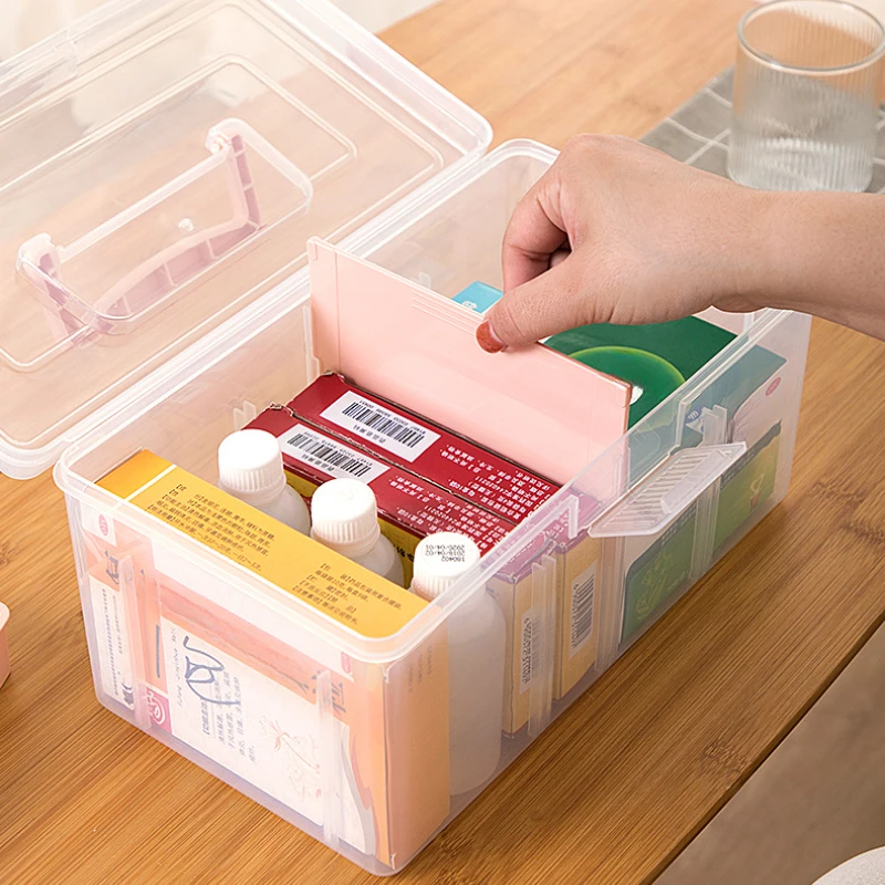 صندوق دواء عائلي سعة كبيرة صندوق دواء للإسعافات الأولية صندوق تخزين قناع صندوق تخزين الأدوية طقم شاي صندوق تخزين محمول #3