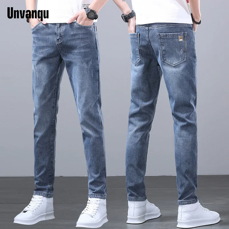 Unquvan High Quality Fashion Men\'s Jeans Spring Summer New Retro Slim Straight Versatile Office Business Casual Denim Trousers