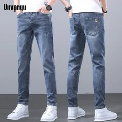 Unquvan High Quality Fashion Men's Jeans Spring Summer New Retro Slim Straight Versatile Office Business Casual Denim Trousers