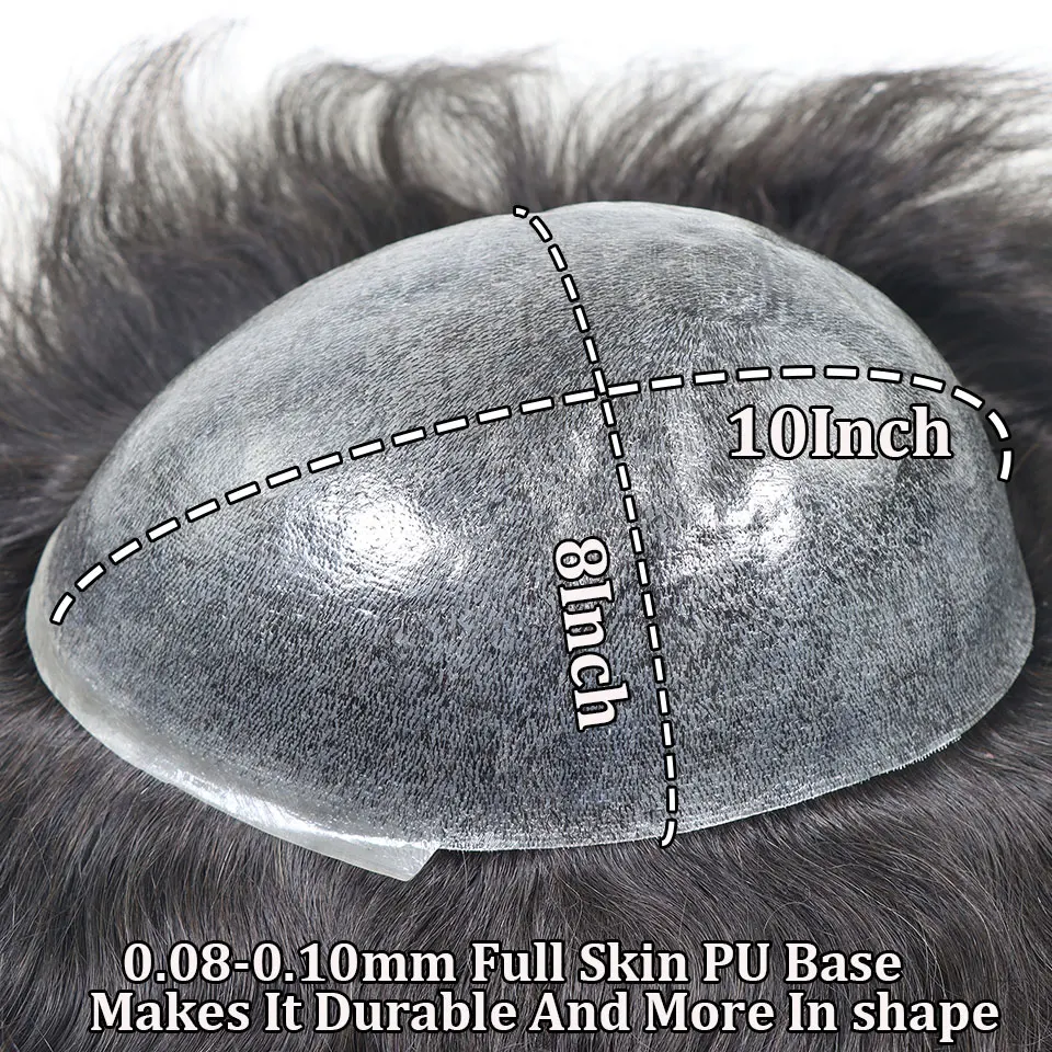 8x10 Full PU Men Toupee Invisible Hair System