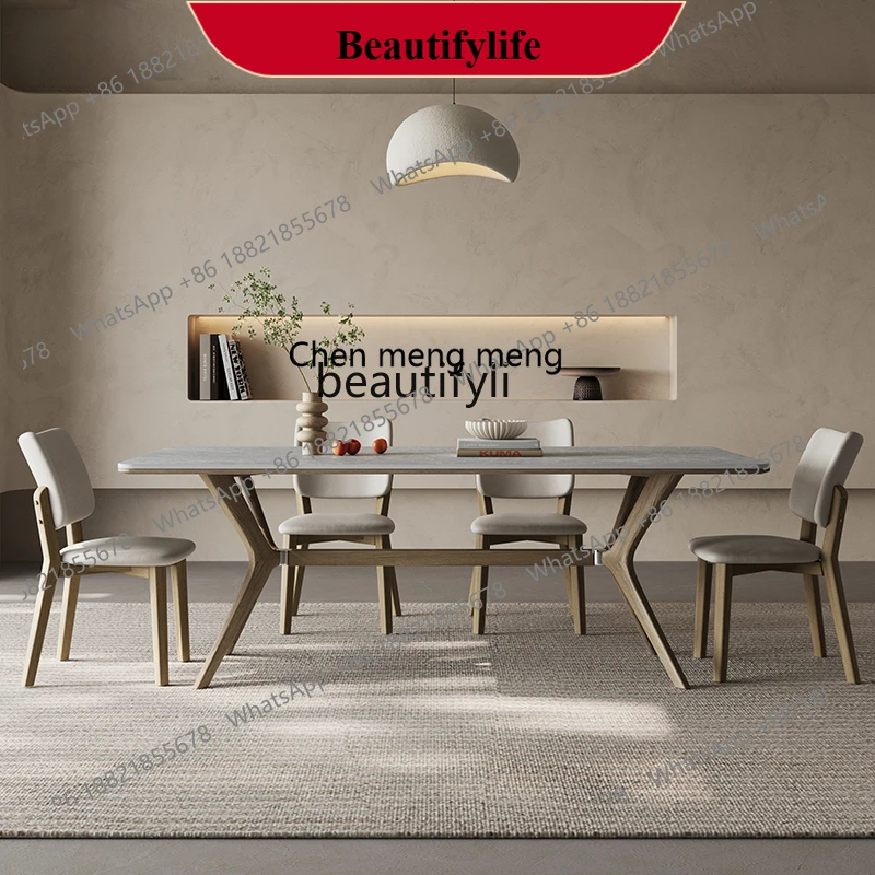 z183 Solid wood slate dining table Household Italian walnut ash wood rectangular dining table