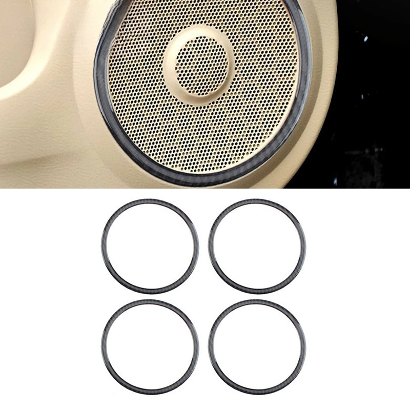 4 قطعة الإطار الداخلي صندوق مكبر الصوت ملصق حلقة لهوندا CRV 2007-2011 ألياف الكربون اكسسوارات السيارات التصميم ملصق #2