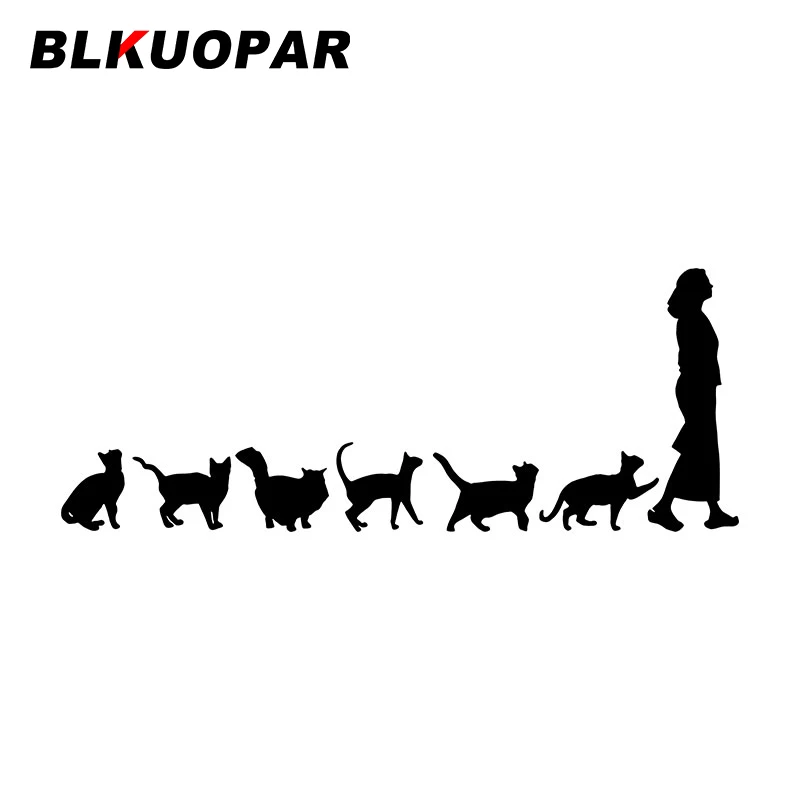 BLKUOPAR Cats Follow Woman Car Stickers Vinyl Personalized Decals Scratch-Proof Die Cut Interesting Graphics Windows ATV Goods