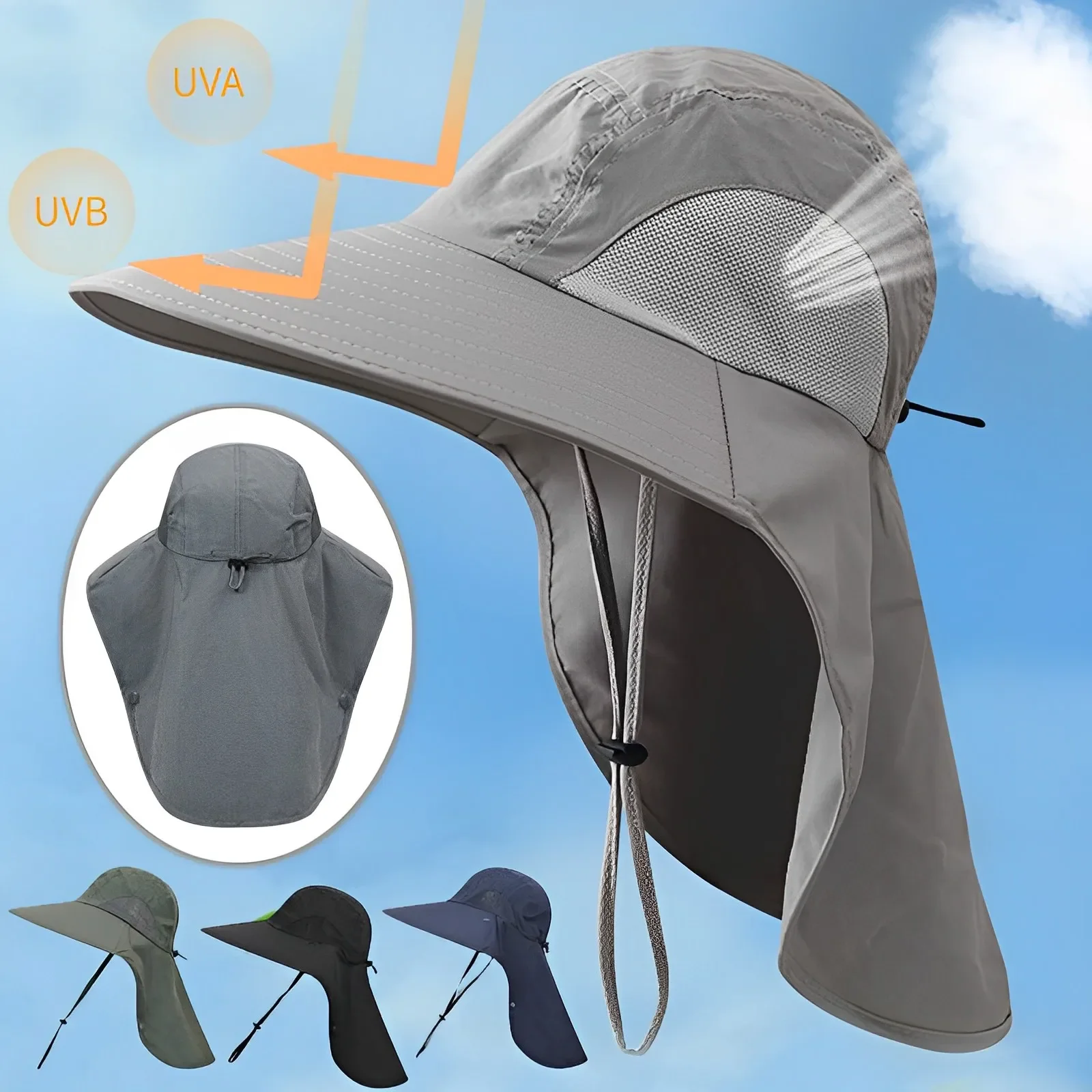 

2024 New Summer Anti-UV Sun Protection Fishing Panama Bucket Hat with Neck Cover Cap Women Men Breathable Camping Hiking Caps