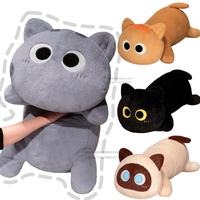 Big Long Lying Black Cat Siamese Kitten Orange Grey Plushie for Boy Girl Bed Cushion Throw Pillow Birthday Gift for His