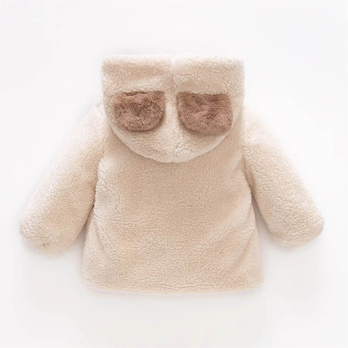 (0–3 Jahre alte Mädchen) Winter Neue Mädchen Top Warme Pelzmütze Schleifenband Warme süße Kapuze Bärenohren Langarmtasche