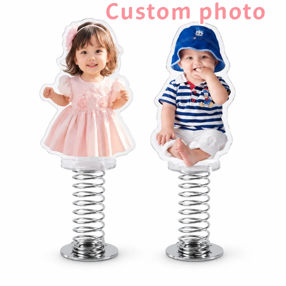 Personalized Custom Photo Acrylic Shaking Ornament Picture Spring Stand Car Dashboard Desktop Decor Keepsake Gift for Friends