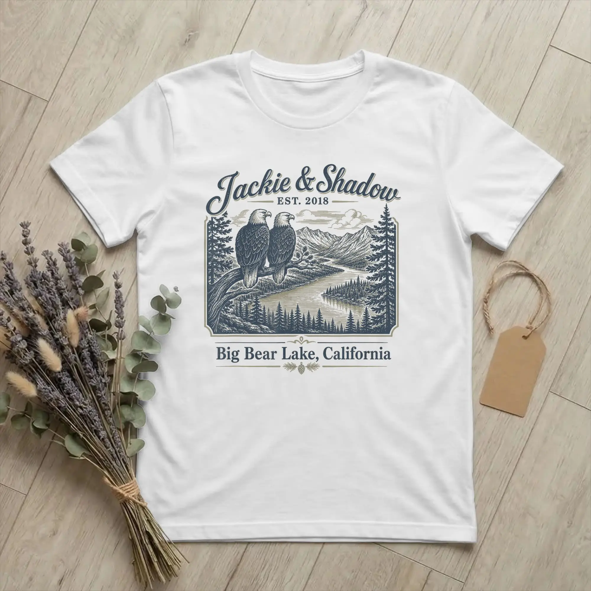 Jackie and Shadow Big Bear Lake California Bald Eagle T Shirts Men Women's Cotton T-Shirt Crewneck  Tee Shirt Short Sleeve Tops