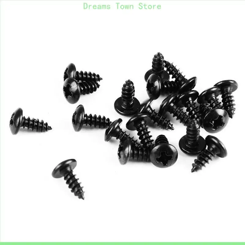 

HX6A 100PCS Black Steel Pan Oval Head Cutting Screws Round for Head Tapping