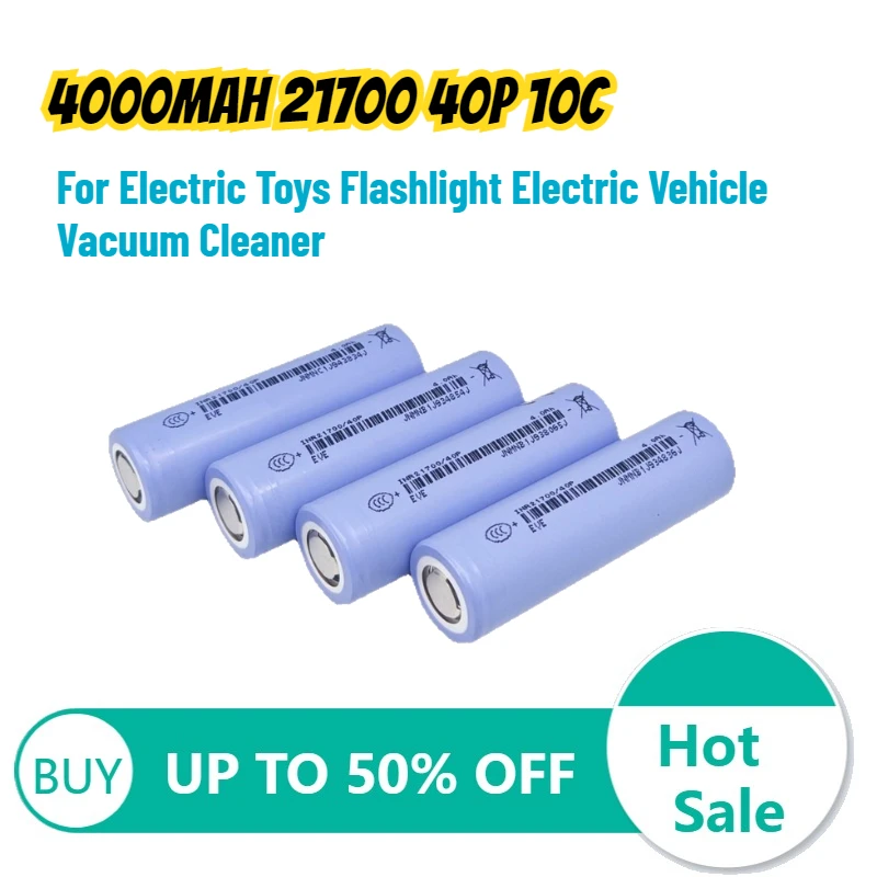 

Литиевая аккумуляторная батарея 4000 мАч 21700 40P 10C для электрических игрушек, фонариков, электромобилей, пылесосов, перезаряжаемые аккумуляторы