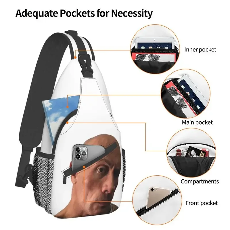Eyebrow Meme Dwayne The Rock Johnson Sling Chest Crossbody Bag Men Cool Shoulder Backpack for Hiking image 4