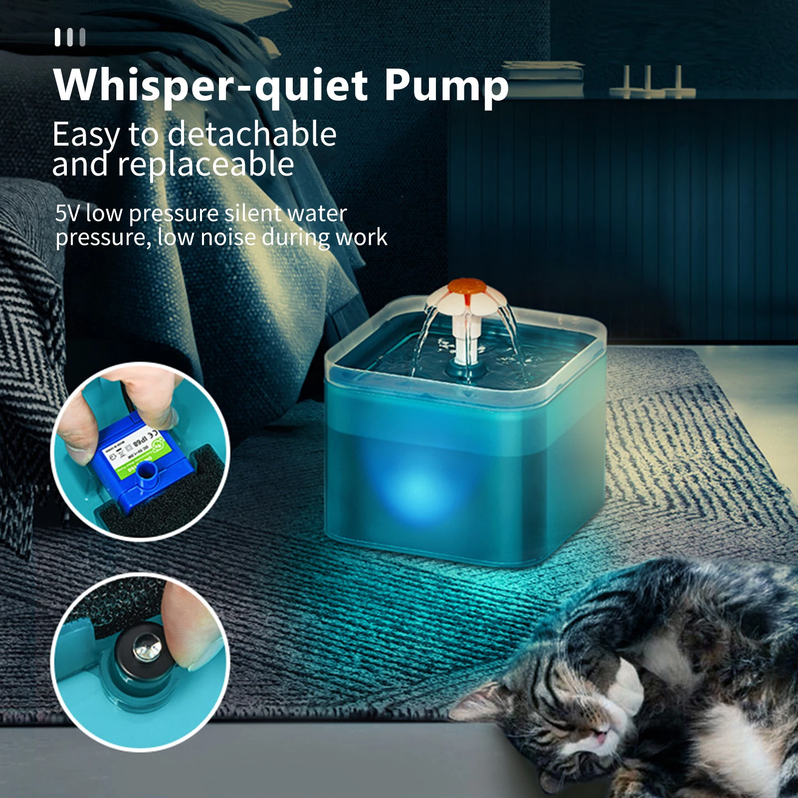 2L Pet Water Fountain w/Nitelight 6