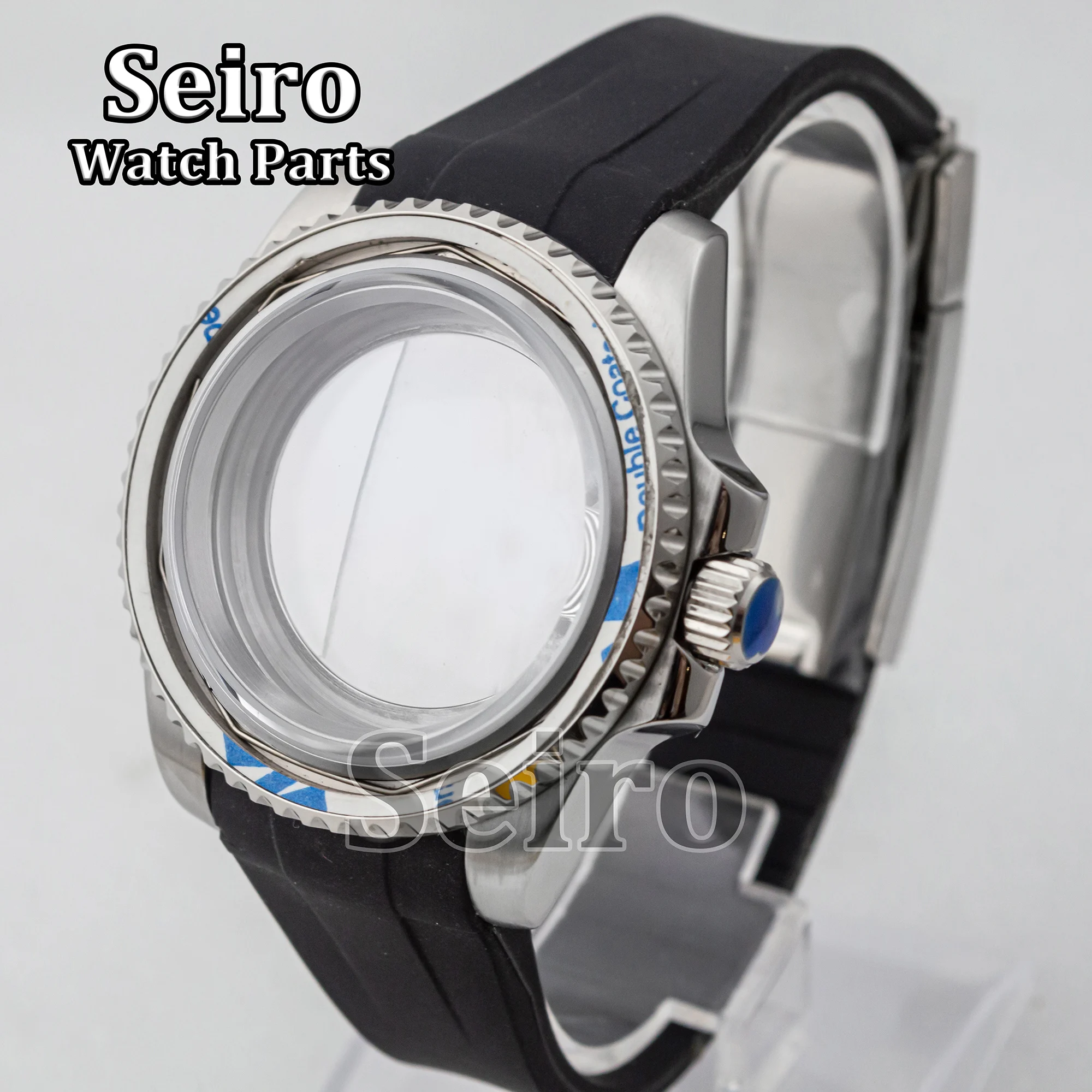 

40MM NH35 Case Rubber Strap Sapphire Crystal Glas 10ATM Waterproof Stainless Steel Wacthcase Modified for SUB NH34 NH36 Movement