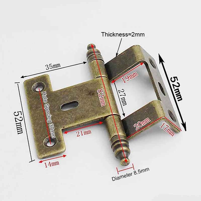 

Retro 8PCS Metal European Furniture Hinges Cupboard Wardrobe Closet Bookcase Cabinet Hinges Wood Cases Box Hinges