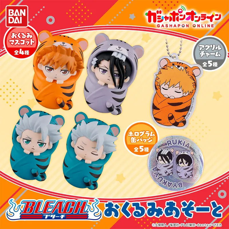 Figuras Gashapon de Bandai Bleach: Tigre Dormido, Bebé Envuelto, Ichigo Kurosaki, Byakuya Kuchiki, Rukia, Amuletos de Mascotas, Insignias Acrílicas