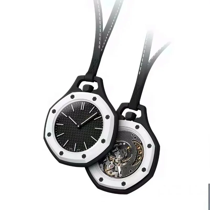 Nuevo Reloj de Bolsillo Colgante para Hombre y Mujer, Color Caramelo, Movimiento de Cuarzo Octagonal, Correa de Cuero, Estilo Casual, Regalo de Moda