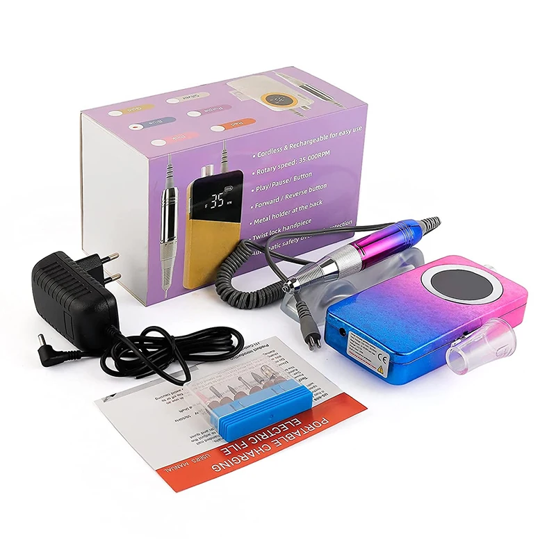 

Gradient Color Nail Drill Cordless 35000RPM Electric Nail Polisher Sander Rechargeable Brushless Motor Nail Drilling Gel Remover