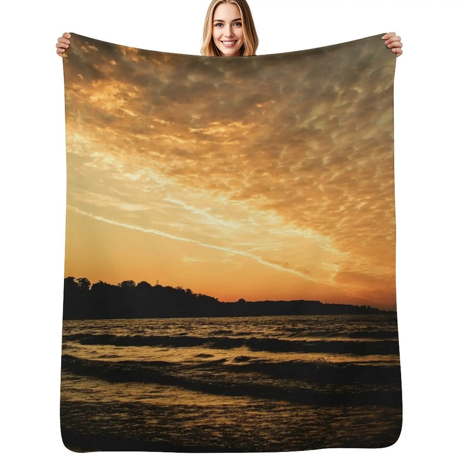 Orange and Pink Sunrise Throw Blanket Cozy Warm Blanket for Bed Room Decor