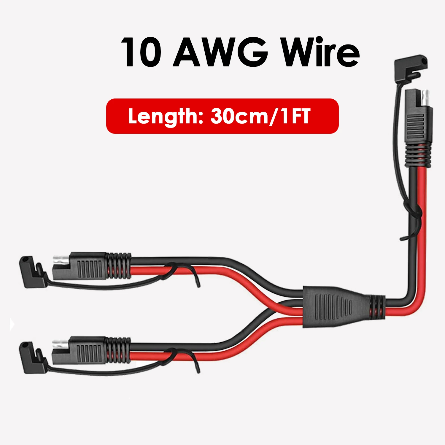 1PC Y-Shape 1 to 2 SAE Extension Cable 10AWG, 1FT/30CM Dual SAE Splitter Wire Cord