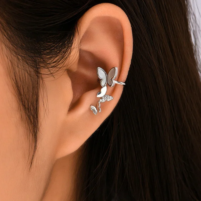 

YCP New Original Design Fashion Trend Shine Delicate Butterfly Zircon Earrings Women's Ear Clip